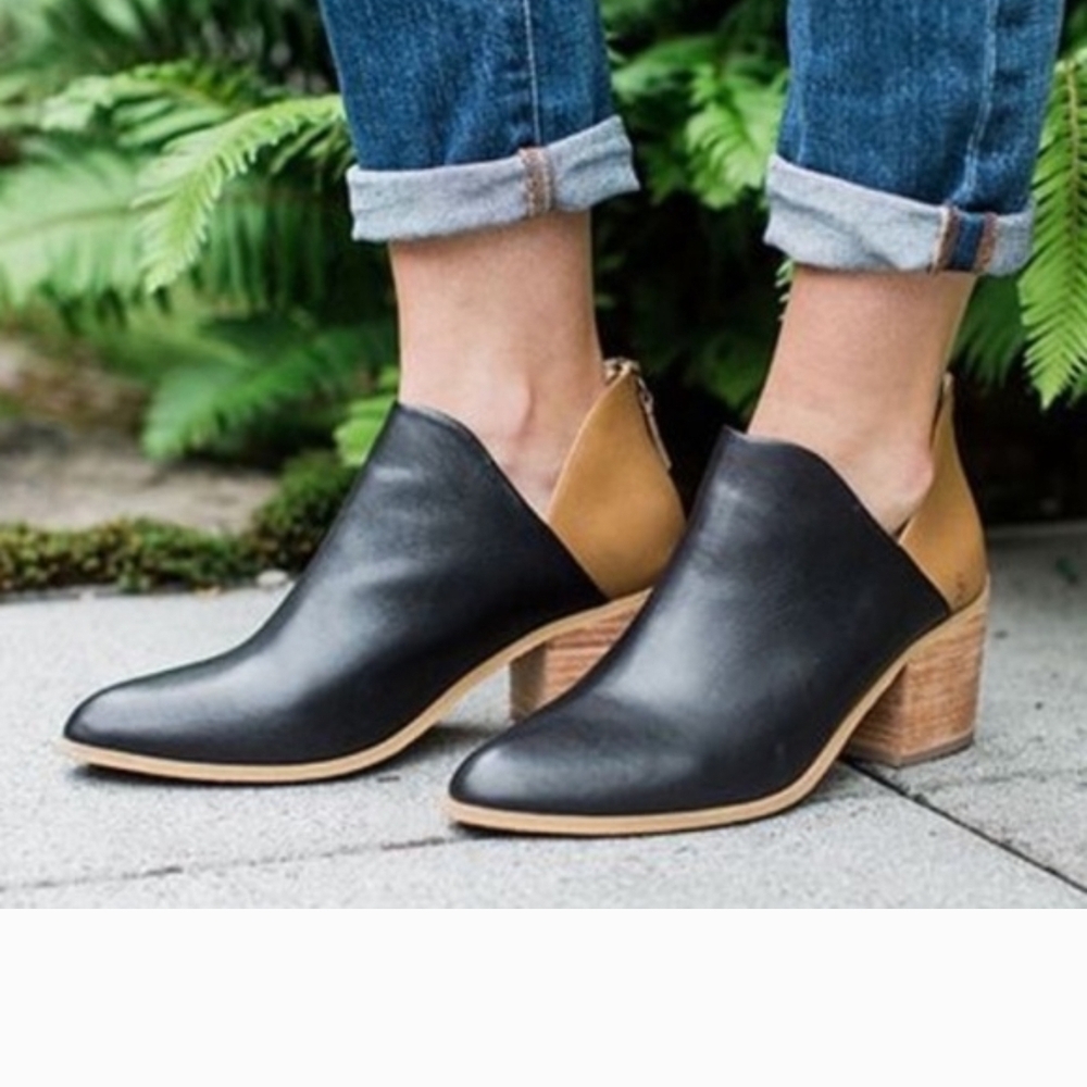 Stylish Black and Tan Women's Ankle Boots